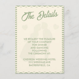 Modern Sage Green Stripe QR Code Wedding Details Begleitkarte