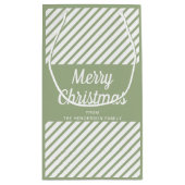 Modern Sage Green Stripes Frohe Weihnachten Kleine Geschenktüte (Rückseite)