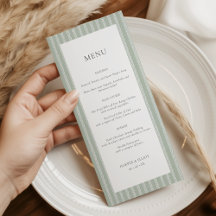 Modern Sage Green Stripes Wedding