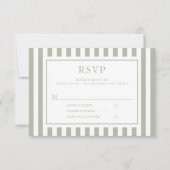 Modern Sage Green Stripes Wedding RSVP Karte (Vorderseite)