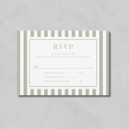 Modern Sage Green Stripes Wedding RSVP Karte