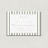 Modern Sage Green Stripes Wedding RSVP Karte