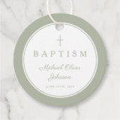 Modern Sage Green Thank You Baptism Geschenkanhänger (Vorderseite)