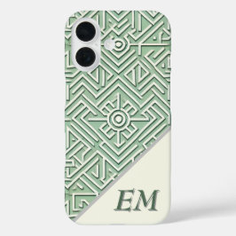 Modern Sage Green und Cream Geometric iPhone 16 Hülle