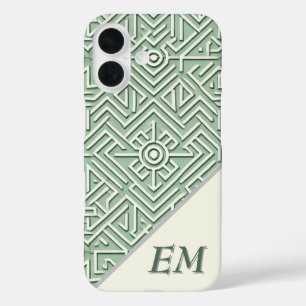 Modern Sage Green und Cream Geometric iPhone 16 Hülle
