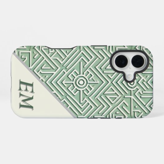 Modern Sage Green und Cream Geometric iPhone 16 Hülle (Rückseite (Horizontal))
