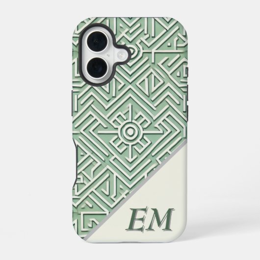 Modern Sage Green und Cream Geometric iPhone 16 Hülle (Rückseite)