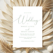 Modern Sage Green und White Elegante Script Hochze Einladung