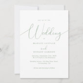 Modern Sage Green und White Elegante Script Hochze Einladung (Vorderseite)