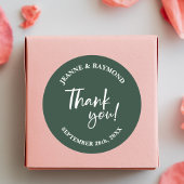 Modern Sage Green Vielen Dank, Script Gastgeschenk Runder Aufkleber