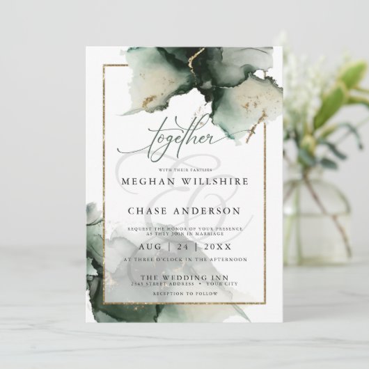 Modern Sage Green Watercolor Einladung (Stehend Vorderseite)