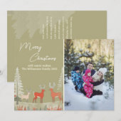 Modern Sage Green Watercolor Foto Weihnachten (Vorne/Hinten)