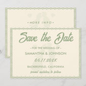 Modern Sage Green Wavy Stripe QR Code Wedding Save The Date (Vorne/Hinten)