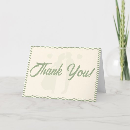 Modern Sage Green Wavy Stripe Wedding Dankeskarte (Vorderseite)