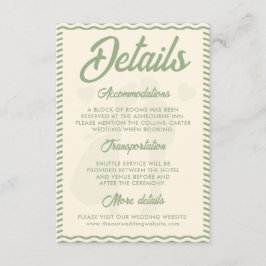 Modern Sage Green Wavy Stripe Wedding Details Begleitkarte