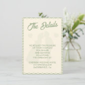 Modern Sage Green Wavy Stripe Wedding Details Begleitkarte (Stehend Vorderseite)