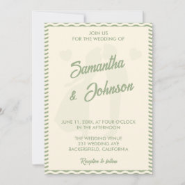 Modern Sage Green Wavy Stripe Wedding Einladung