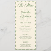 Modern Sage Green Wavy Stripe Wedding Menu Card Menükarte (Rückseite)