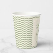 Modern Sage Green Wavy Stripe Wedding Pappbecher (Rechts)