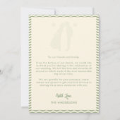 Modern Sage Green Wavy Stripe Wedding Photo Dankeskarte (Rückseite)