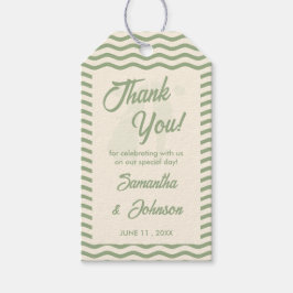 Modern Sage Green Wavy Stripe Wedding Thank You Geschenkanhänger
