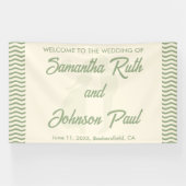 Modern Sage Green Wavy Stripe Wedding Welcome Banner (Horizontal)