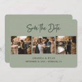 Modern Sage Green Wedding 3 Foto Save The Date (Vorne/Hinten)