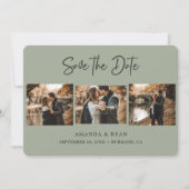 Modern Sage Green Wedding 3 Foto Save The Date (Vorderseite)
