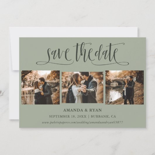 Modern Sage Green Wedding 4 Foto Save the Date (Vorderseite)