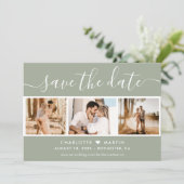 Modern Sage Green Wedding 4 Foto Save The Date (Stehend Vorderseite)