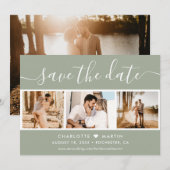 Modern Sage Green Wedding 4 Foto Save The Date (Vorne/Hinten)