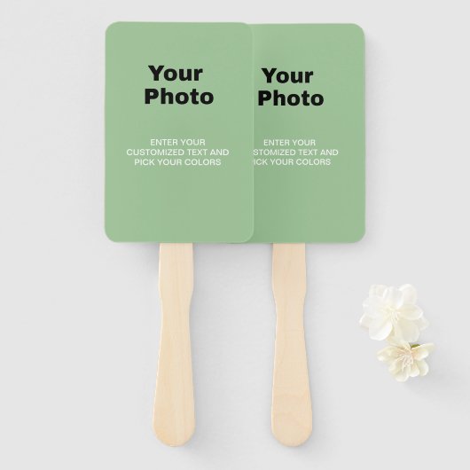 Modern Sage Green Wedding Custom Foto Fächer (Vorne und Hinten)