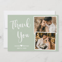 Modern Sage Green Wedding Danke Collage Card