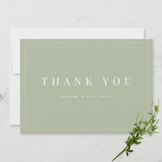 Modern Sage Green Wedding Danke Karte