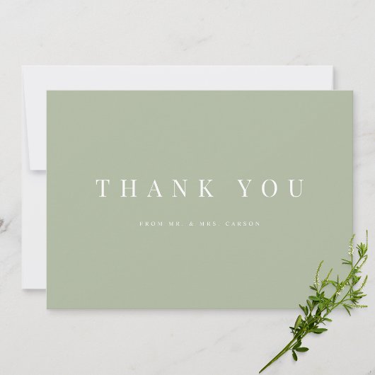 Modern Sage Green Wedding Danke Karte