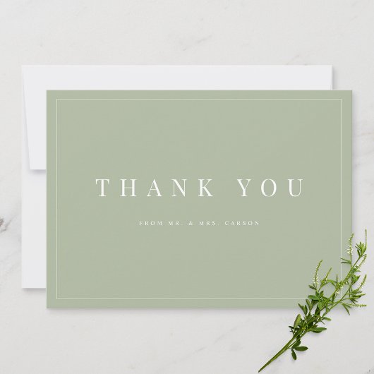 Modern Sage Green Wedding Danke Karte