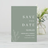 Modern Sage Green Wedding Minimalistisch Save the  Einladung (Stehend Vorderseite)
