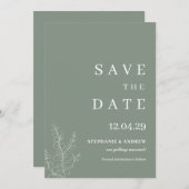 Modern Sage Green Wedding Minimalistisch Save the  Einladung (Vorne/Hinten)
