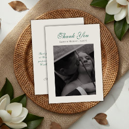 Modern Sage Green Wedding Photo Dankeskarte