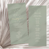 Modern Sage Green Wedding Program Card