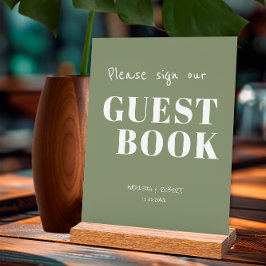 Modern Sage Green Wedding Sign Unser Gästebuch Acrylschild