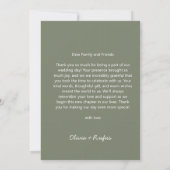 Modern Sage Green Wedding Thank You Dankeskarte (Rückseite)