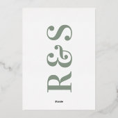 Modern Sage Green White Save the Date Folieneinladung (Rückseite)