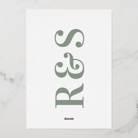 Modern Sage Green White Save the Date Folieneinladung (Rückseite)