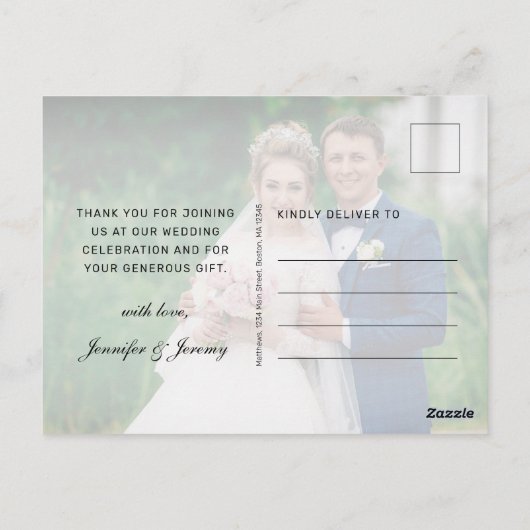 Modern Sage Green White Script Wedding Vielen Dank Postkarte (Rückseite)