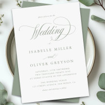 Modern Sage Green White Simple Minimal Wedding