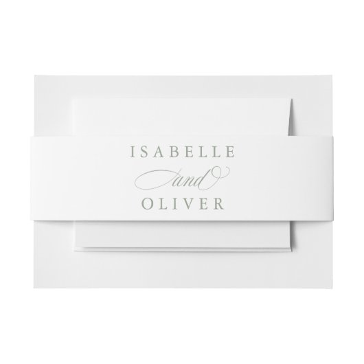 Modern Sage Green White Simple Minimal Wedding Einladungsbanderole (Vorderseite Beispiel)