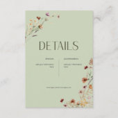 Modern Sage Green Wildblume Bouquet Details Begleitkarte (Vorderseite)