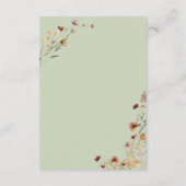 Modern Sage Green Wildblume Bouquet Details Begleitkarte (Rückseite)