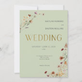 Modern Sage Green Wildblume Bouquet Wedding Einladung (Vorderseite)